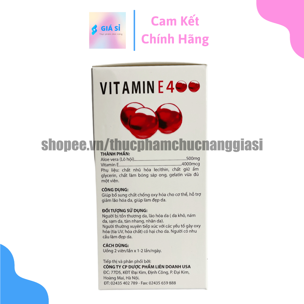 Viên uống VITAMINE ĐỎ bổ sung vitamin E giúp làm đẹp da, trắng da, hồi phục da nhăn nheo- Hộp 100 viên