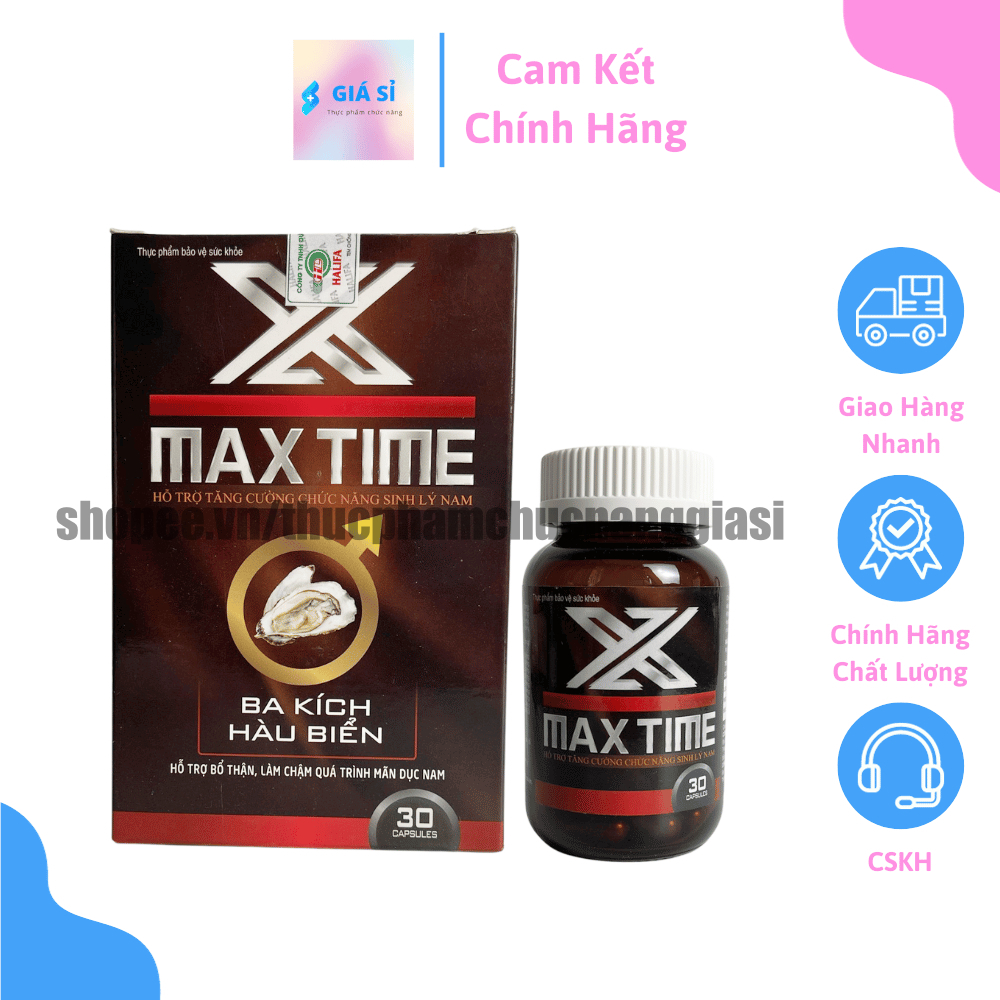 Viên uống hảu biển MAXTIME hỗ trợ trăng cường sinh lý, giảm xuất tính sớm, kéo dài thời gian quan hệ - Hộp 30 viên