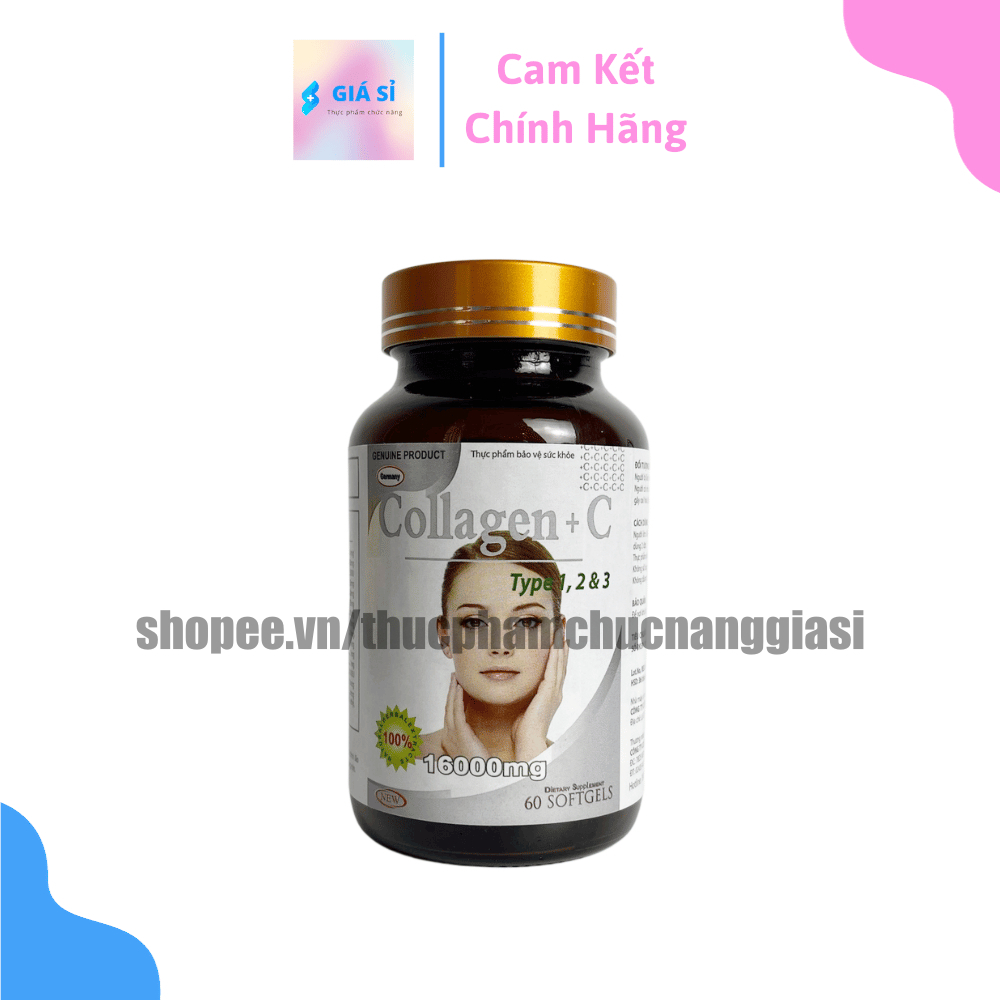 Viên uống COLLAGEN +C bổ sung collagen, vitamin e giúp chống lão hóa, cải thiện nếp nhăn - Hộp 60 viên dùng 30 ngày