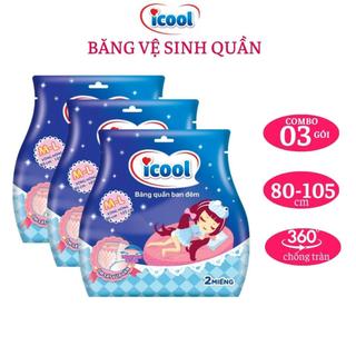 Băng vệ sinh dạng quần ICOOL siêu thấm chống tràn gói 2 miếng {combo 3 gói}