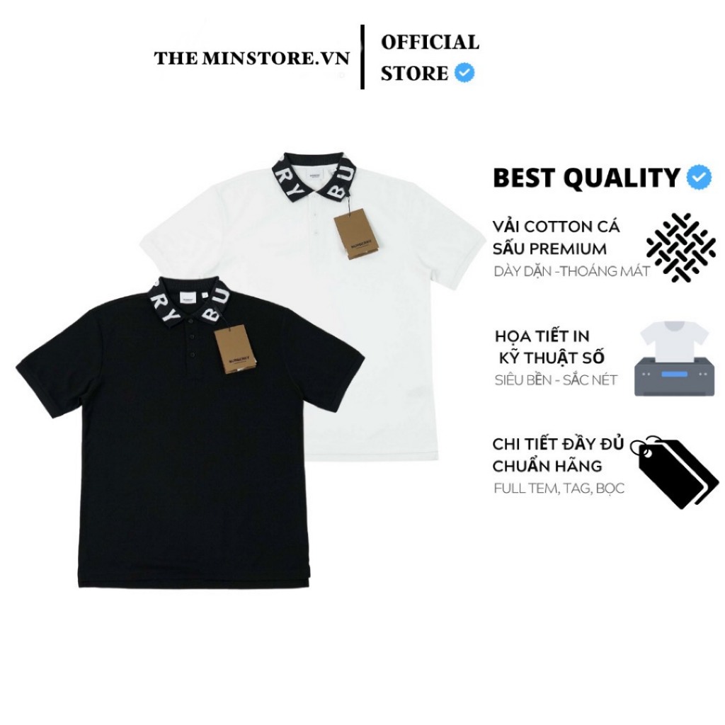 Áo Polo Burberry Logo Intarsia Chữ Viền cổ áo thun BBR áo polo nam nữ cao cấp The Minstore.vn BBR028