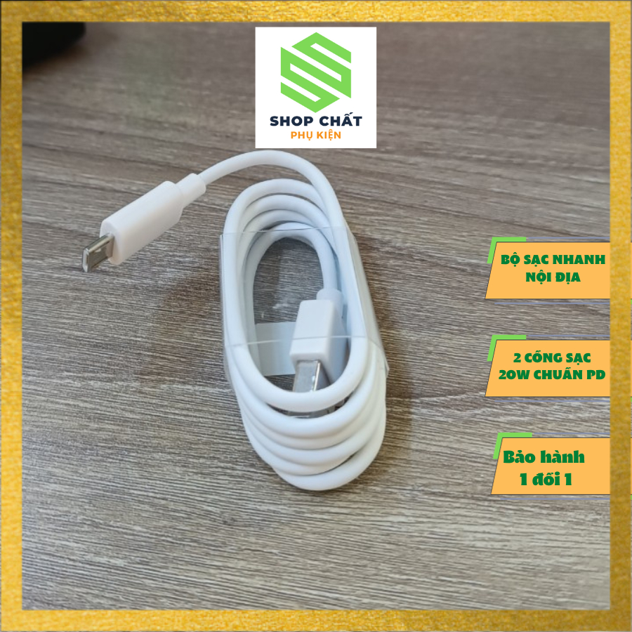 Bộ sạc nhanh PD 20W, Bộ sạc nhanh nội địa 2 cổng sạc chính hãng hàng nội địa gồm 1 cóc + 1 cáp sạc PHỤ KIỆN SHOP CHẤT