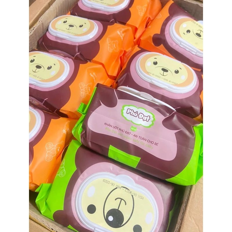 Khăn Ướt Gấu Phú Đạt 150 tờ- Siêu To Mềm Mịn, Không Mùi