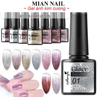 Sơn gel nhũ ánh kim cương sơn móng tay monja 8ml tráng men phản quang