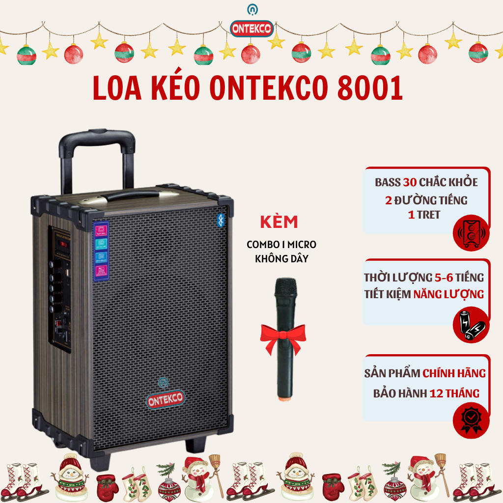 Loa kéo ONTEKCO 8001 bass 20, kèm 1 mic hát karaoke chống hú. Bảo hành 12 tháng
