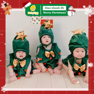 Bộ đồ cây thông noel đáng yêu cho bé sơ sinh chất nhung loại 1 cho bé chụp ảnh giáng sinh,quà tặng noel cho bé 0-12tháng