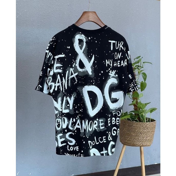Áo thun cotton in hình họa tiết toàn thân nhiều chữ thời trang cỡ đại 140kg