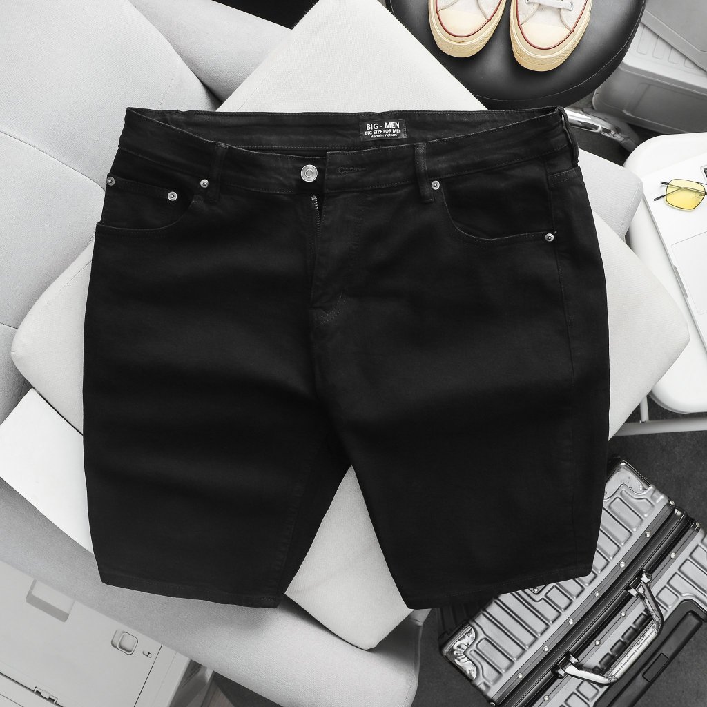 Quần short jean đen thời trang cỡ đại bigsize nam < 140kg
