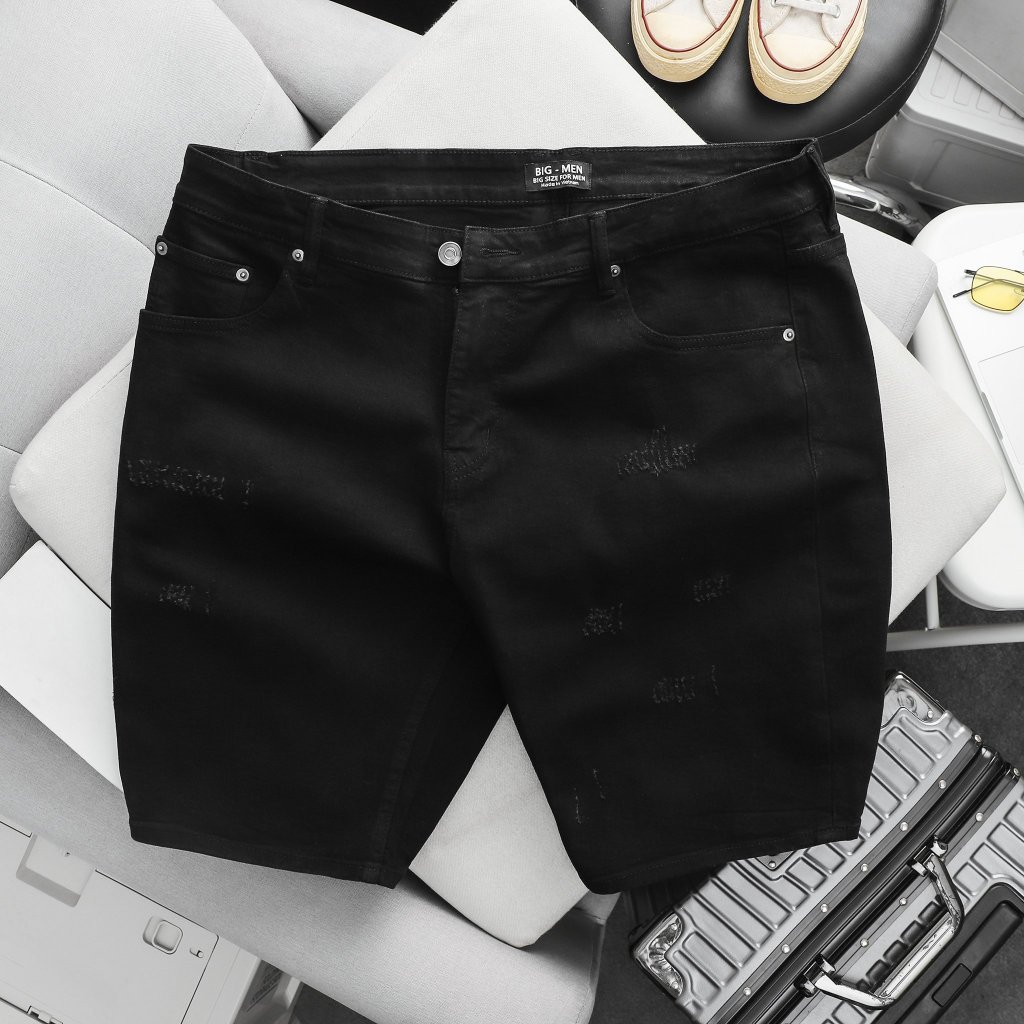 Quần short jean đen thời trang cỡ đại bigsize nam < 140kg