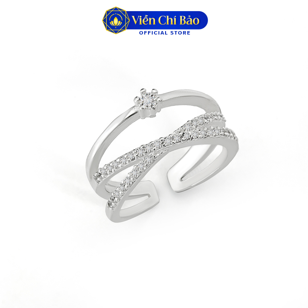Nhẫn bạc nữ chéo đính đá trắng chất liệu bạc 925 thời trang phụ kiện trang sức nữ Viễn Chí Bảo N400872
