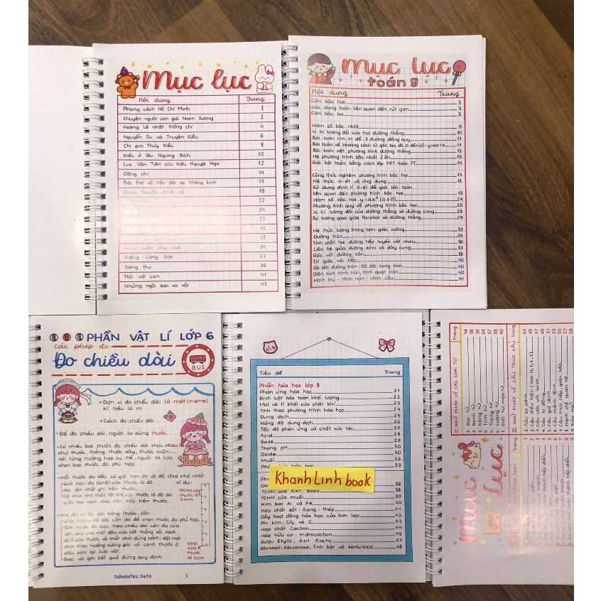 Sách - Combo takenote văn + toán + vật lý + tiếng anh + hóa lớp 9