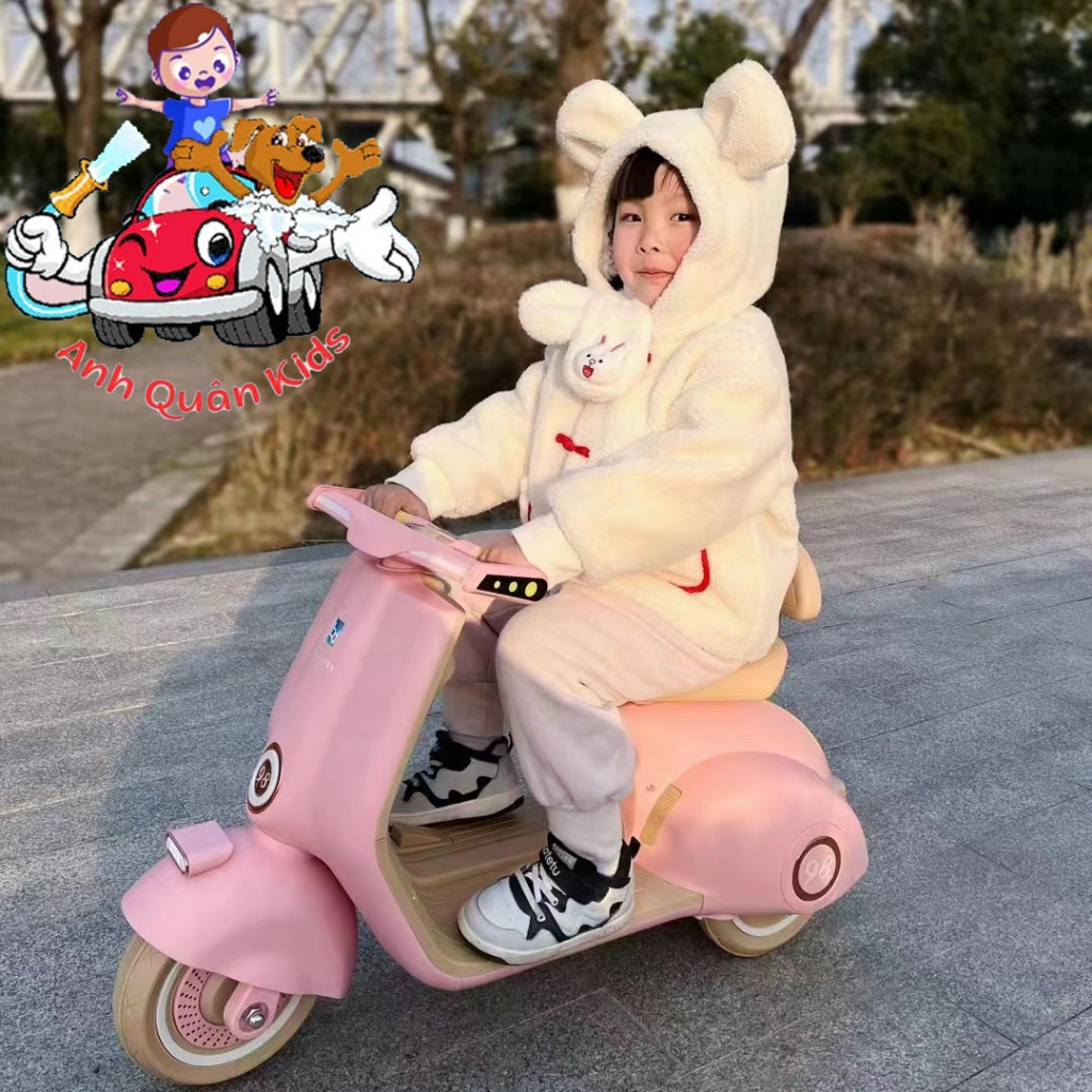 Xe máy vespa cho bé Xe máy điện trẻ em sử dụng chân ga mẫu 2022