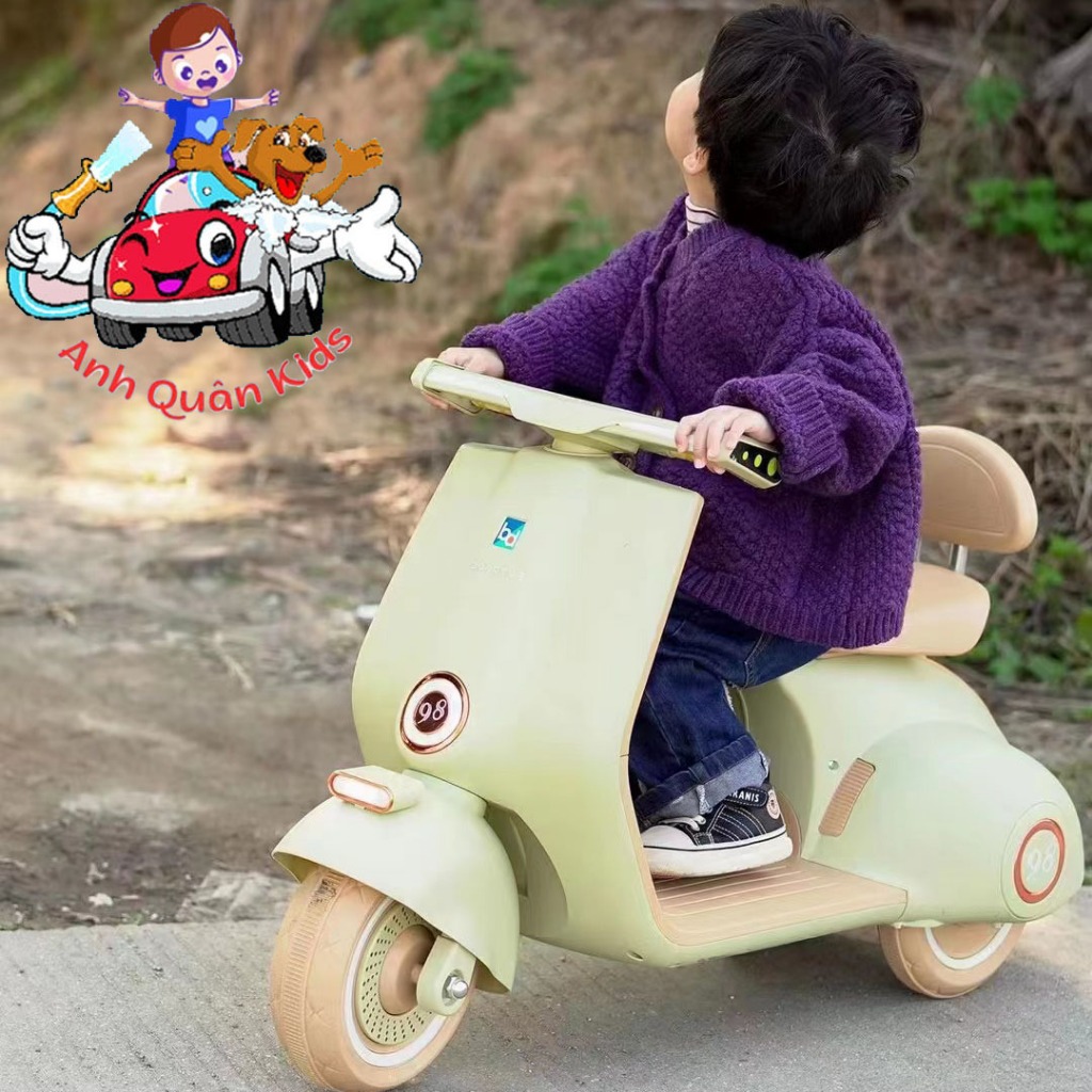 Xe máy vespa cho bé Xe máy điện trẻ em sử dụng chân ga mẫu 2022