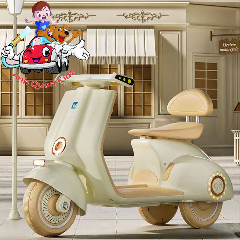 Xe máy vespa cho bé Xe máy điện trẻ em sử dụng chân ga mẫu 2022