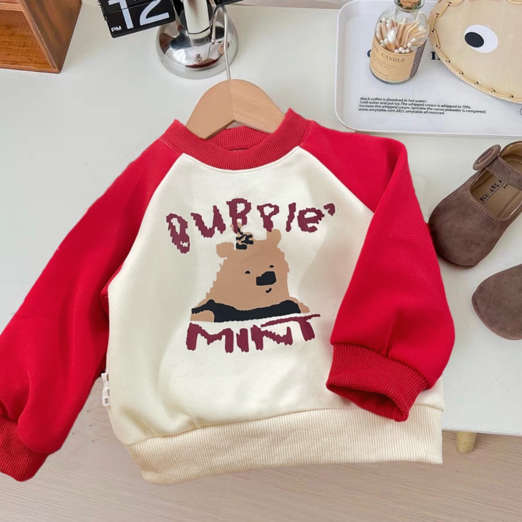TE495 -Áo sweater gia đình Noel hình gấu phối màu siêu đẹp chất nỉ ép 2 da dày dặn mềm mịn, áo đôi mẹ bé