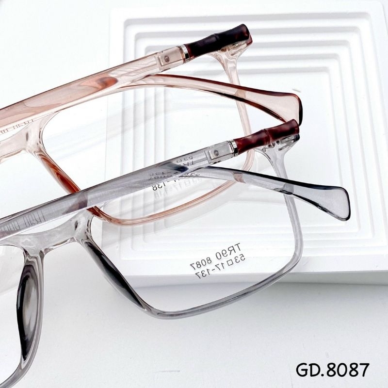 Gọng Kính Nam Nữ Dáng Vuông Nhựa Dẻo Siêu Nhẹ 8087