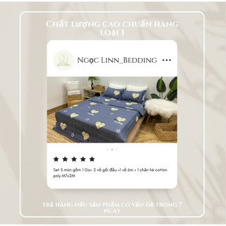 Bộ 5 món chăn hè ga gối poly cotton hàng loại 1 gồm 1 ga + 2 vỏ đầu + 1 vỏ ôm + 1 chăn hè
