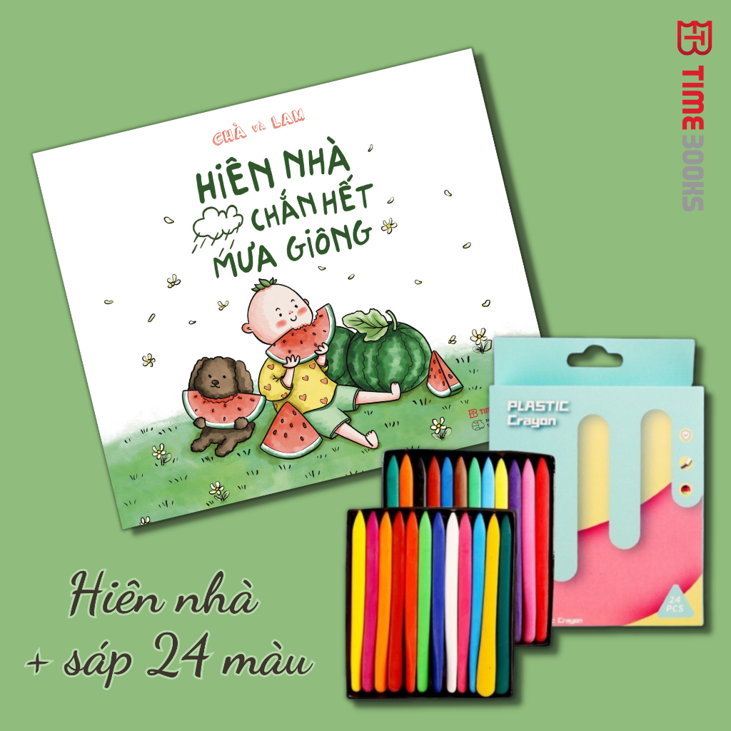 Combo Sách Hiên Nhà Chắn Hết Mưa Giông + Bút Sáp Plastic Crayon Không Dính Tay