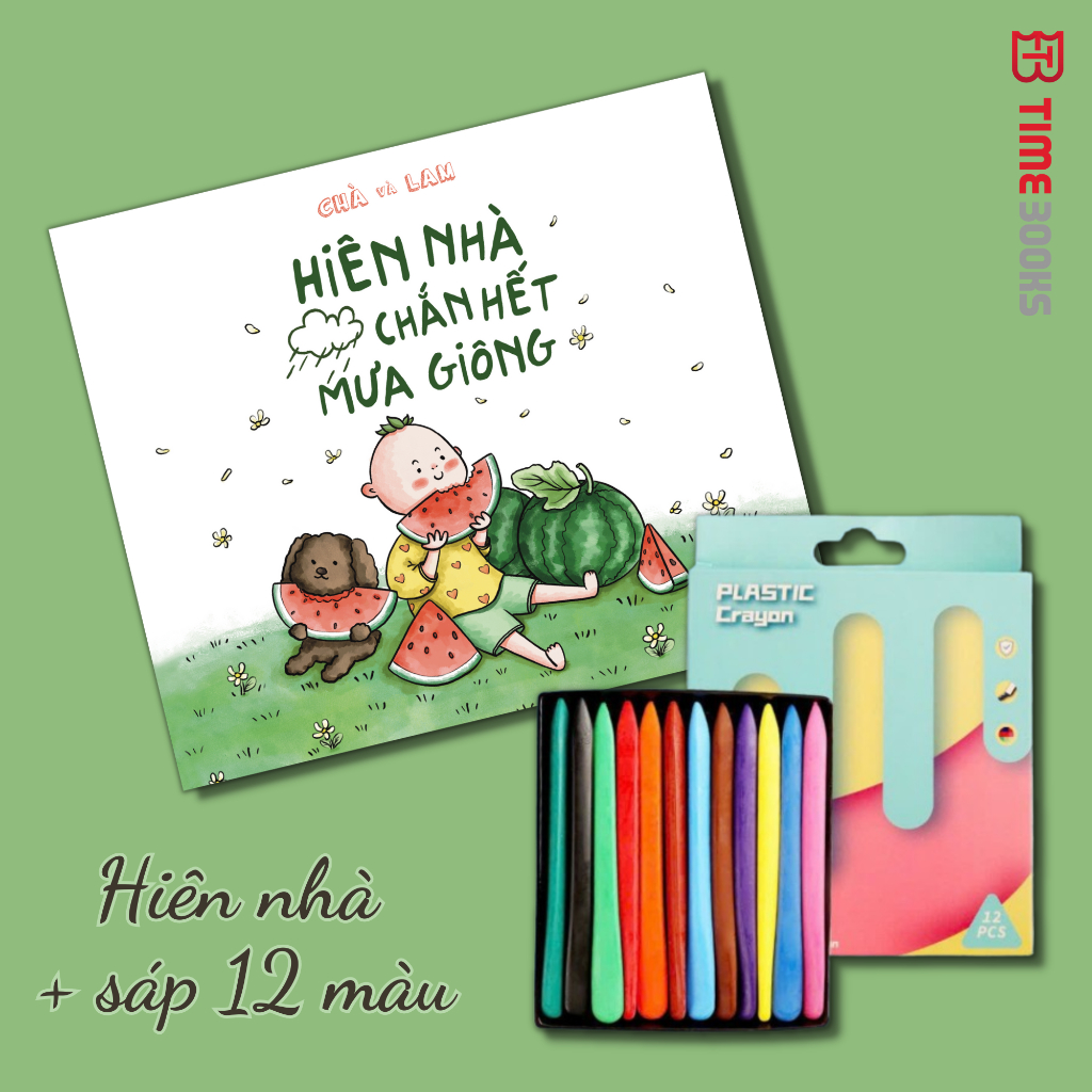 Combo Sách Hiên Nhà Chắn Hết Mưa Giông + Bút Sáp Plastic Crayon Không Dính Tay