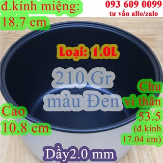 Ruột nồi cơm điện 1.0 L chống dính màu Đen, nặng 210 gr