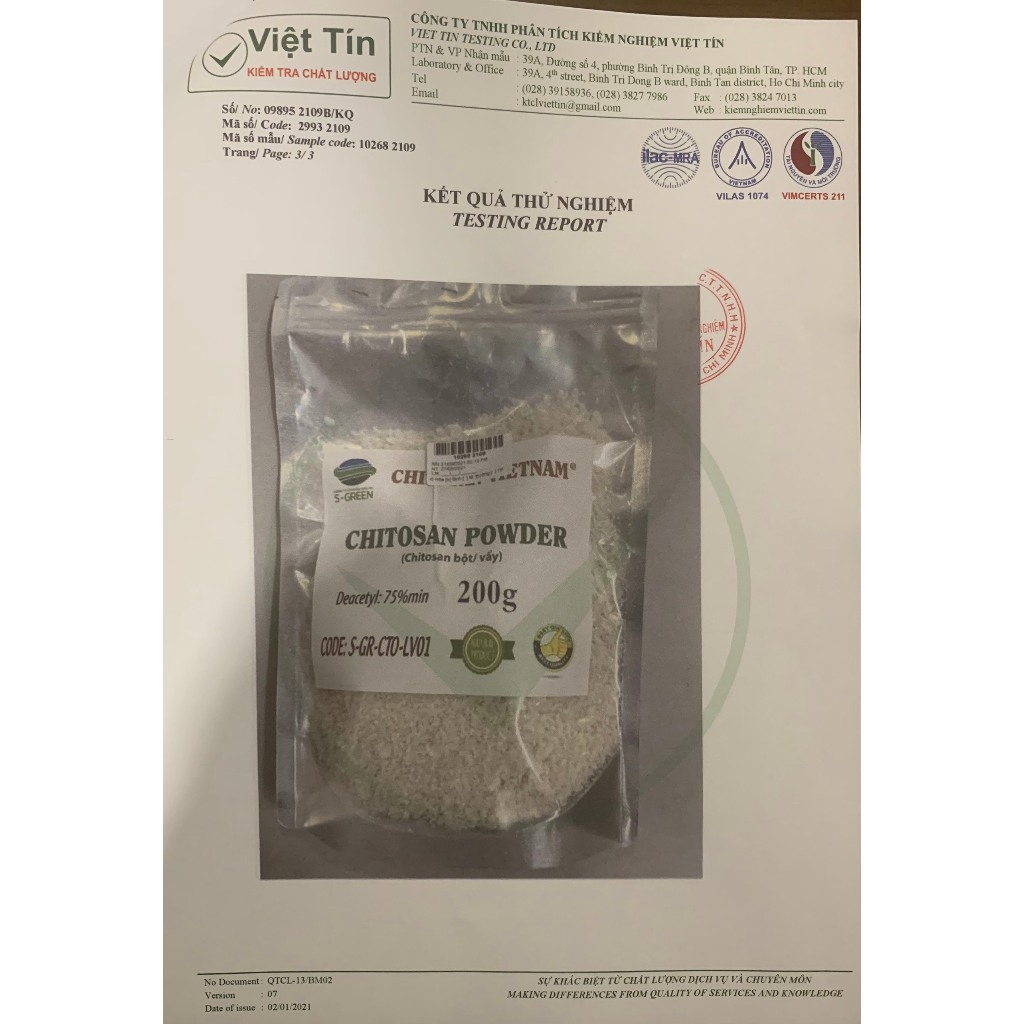 Chitosan bột/vẩy 200gr