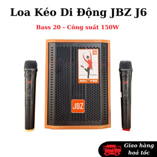 Loa Kẹo kéo JBZ J6 Kèm 2 Micro Không Dây, Chỉnh Bass - Treble - Echo Mượt Mà, Âm Thanh Uy Lực, Hát Karaoke Cực Hay