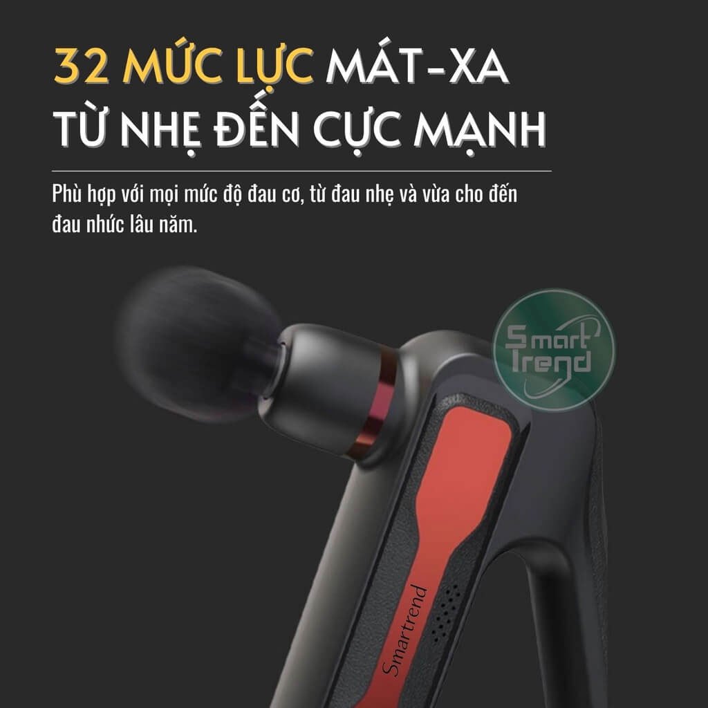 Máy massage cầm tay cao cấp 8 đầu thay thế 32 cấp độ, súng mát xa toàn thân cầm tay đa năng chính hãng