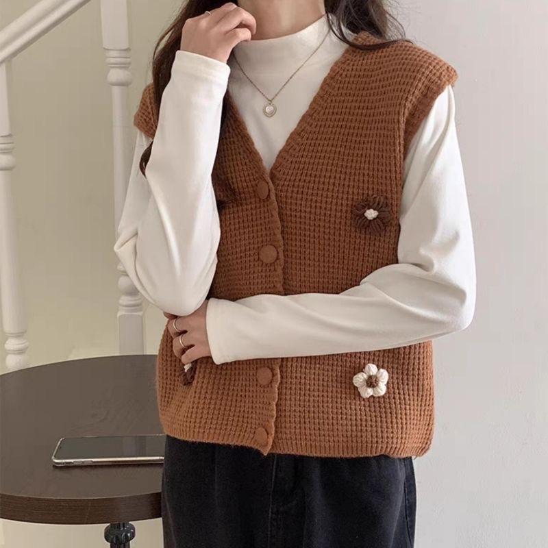 ÁO LEN GHILE ĐÍNH HOA 1007097 Trần Hân Shop