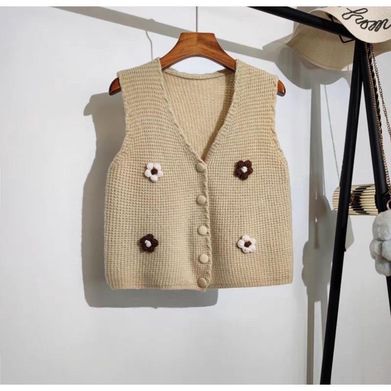 ÁO LEN GHILE ĐÍNH HOA 1007097 Trần Hân Shop