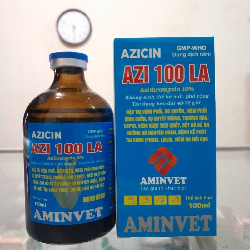 Azi 100 LA 100ml heo bỏ ăn [ hô hấp nặng ]