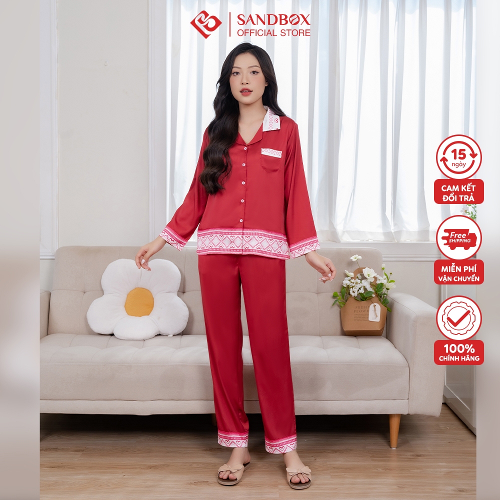 Bộ Pijama Nữ SANDBOX Lụa Nhật Trơn Cao Cấp, Thiết Kế Nhẹ Nhàng Sang Trọng TK001