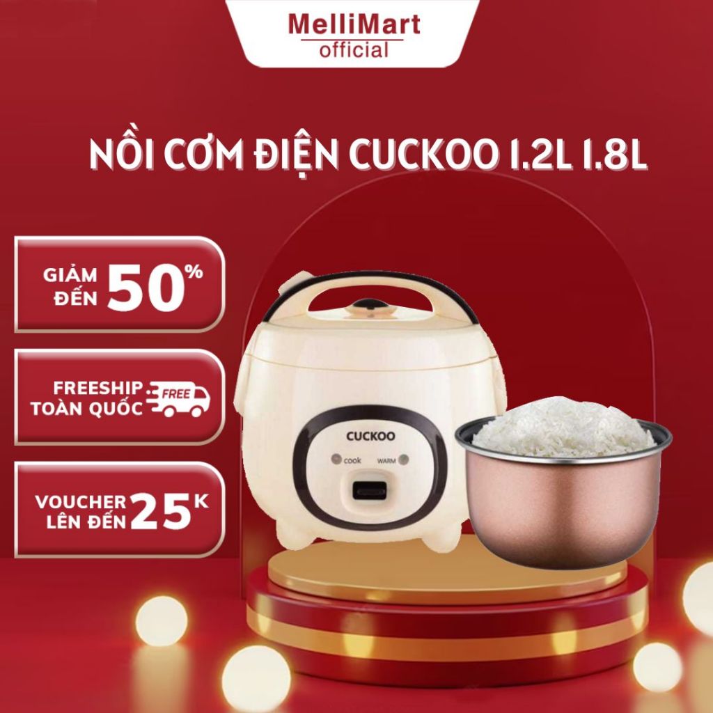 Nồi Cơm Điện Mini Đa Năng Melli Nồi Cơm Điện CUCKOO Dung Tích 1,2L,1,8L Giữ Âm Thông Minh Tiết Kiệm Điện, Bảo Hành 12T