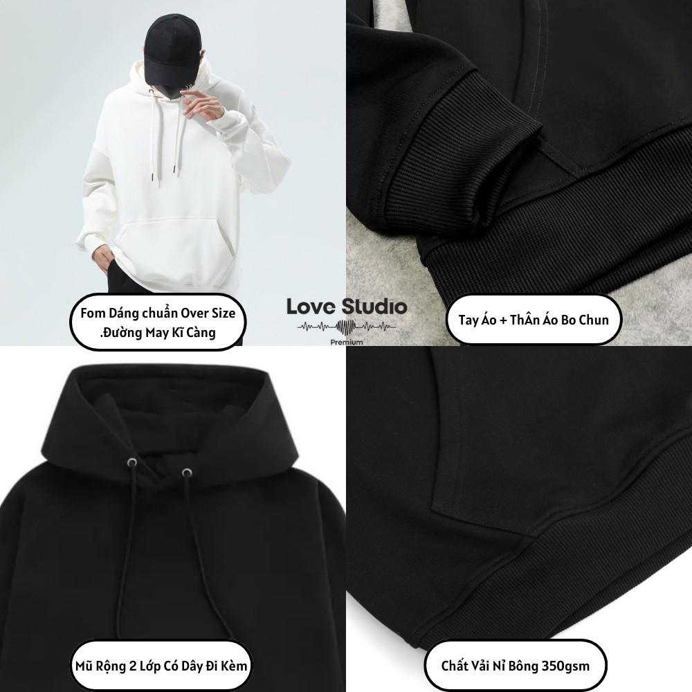 Áo hoodie nam nỉ bông 350gsm cao cấp local brand pooh shiety Unisex 100% Cotton hàn quốc form rộng A201