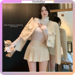 Áo khoác dạ màu trắng, áo dạ lông dài tay hàng cao cấp order Taobao nhà Oanhdilys