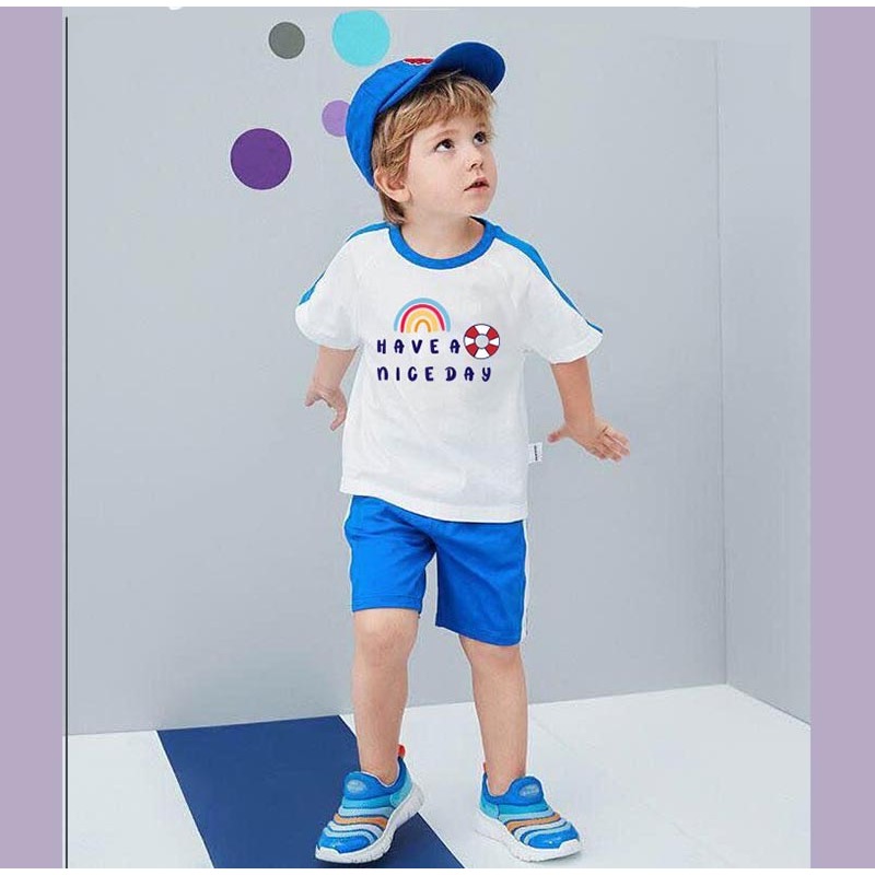 Đồ bộ quần áo cộc tay in hình cho bé trai bé gái Medokids giáp lăng ống tay phối màu từ 10 đến 32kg