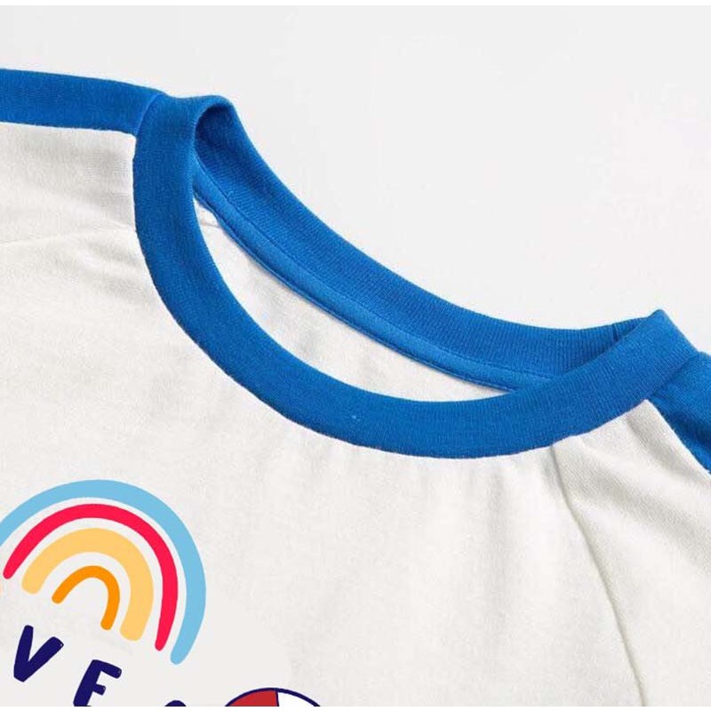 Đồ bộ quần áo cộc tay in hình cho bé trai bé gái Medokids giáp lăng ống tay phối màu từ 10 đến 32kg