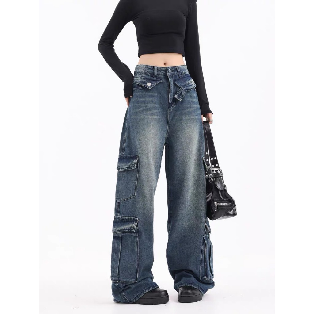 Quần jeans túi hộp uzllang phong cách cá tính 2051 - Retrostyle