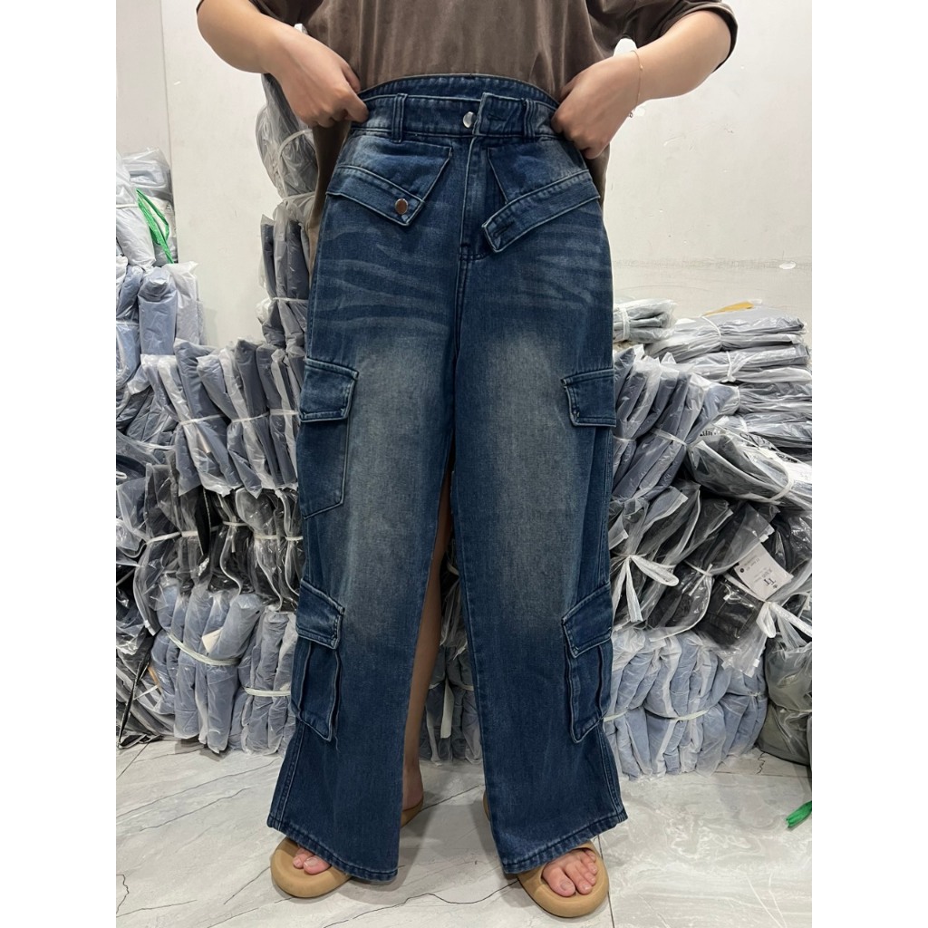 Quần jeans túi hộp uzllang phong cách cá tính 2051 - Retrostyle