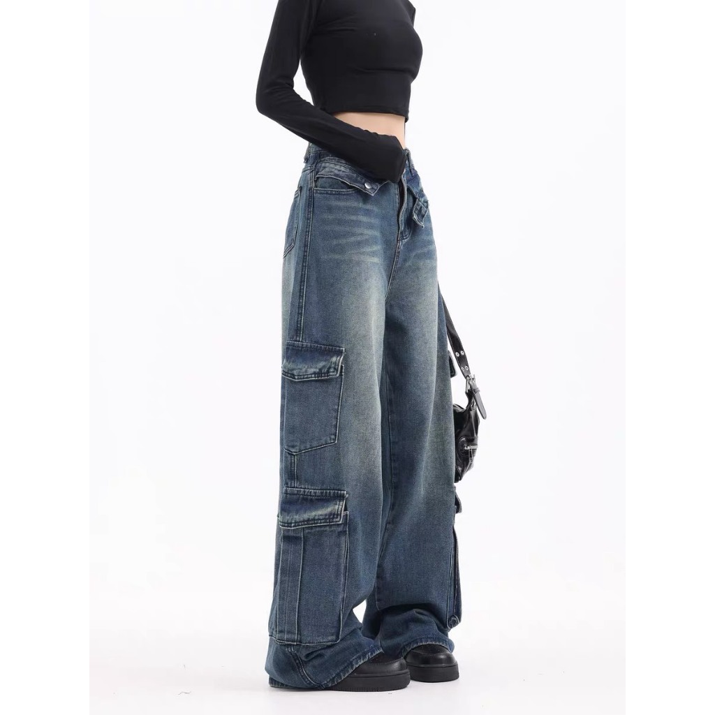 Quần jeans túi hộp uzllang phong cách cá tính 2051 - Retrostyle