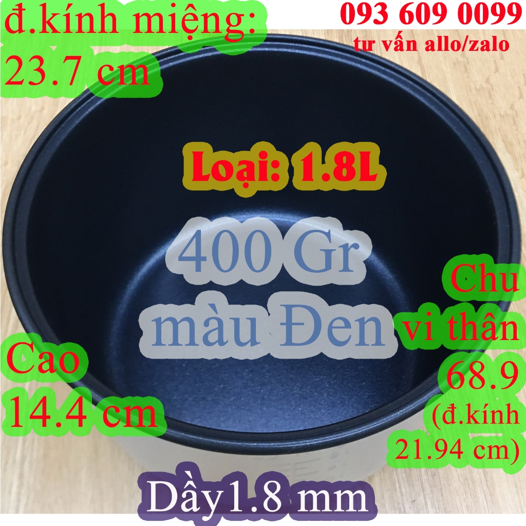 Lòng nồi cơm điện 1.8 L chống dính màu Đen nặng 400 gr (az-9)