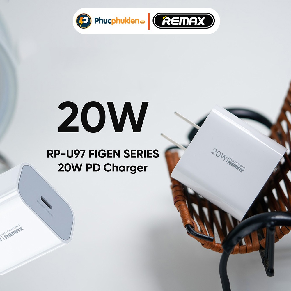 Combo Bộ Sạc Nhanh 20W + Củ Sạc 20W Remax U97 + Cáp Sạc 20W Remax C026 - Phúc Phụ Kiện Bảo Hành 12 Tháng 1 Đổi 1
