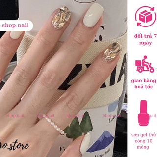 Nail box móng úp thiết kế đính đá sang trọng tặng keo và dũa , móng tay giả đính đá , mẫu nail đẹp