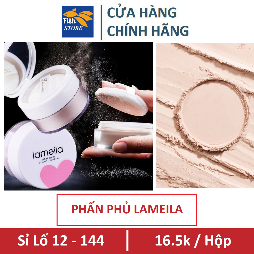Phấn Phủ Dạng Bột Kiềm Dầu Lameila Thiết Kế Vỏ Họa Tiết Trái Tim