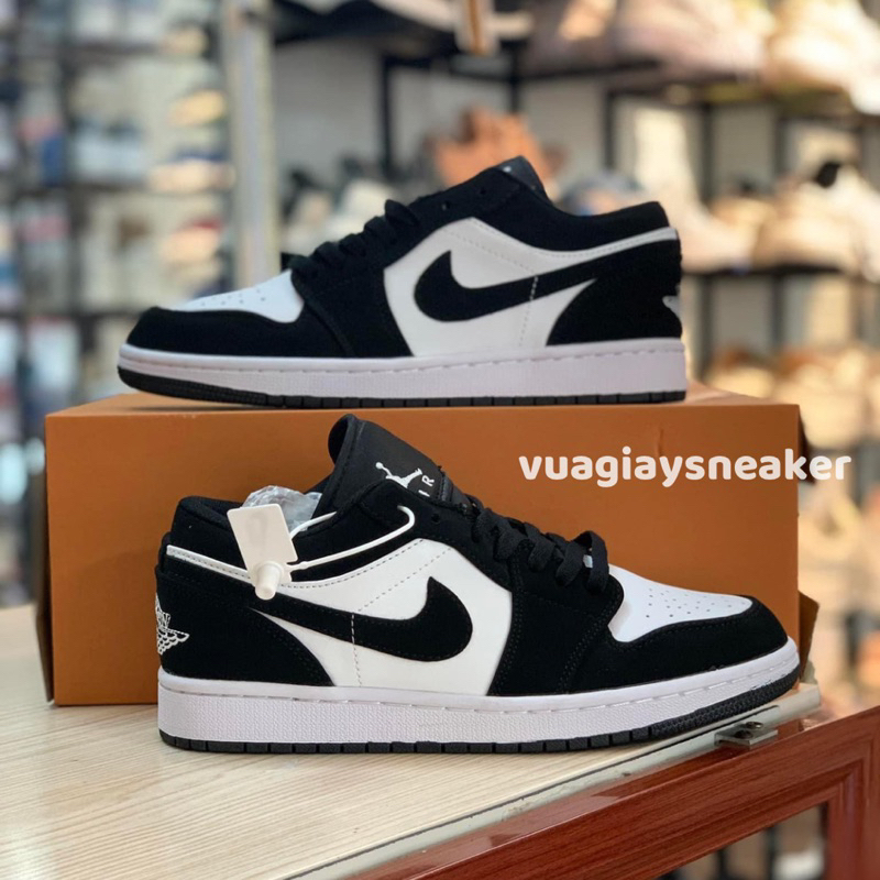 Giày sneaker panda da lộn cổ thấp