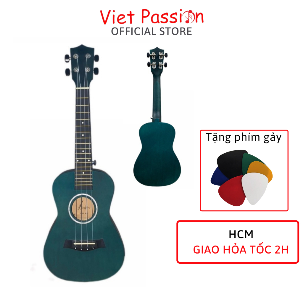 Đàn ukulele 23 inch concert gỗ màu Hồng cao cấp size 23 tặng phụ kiện Viet Passion HCM