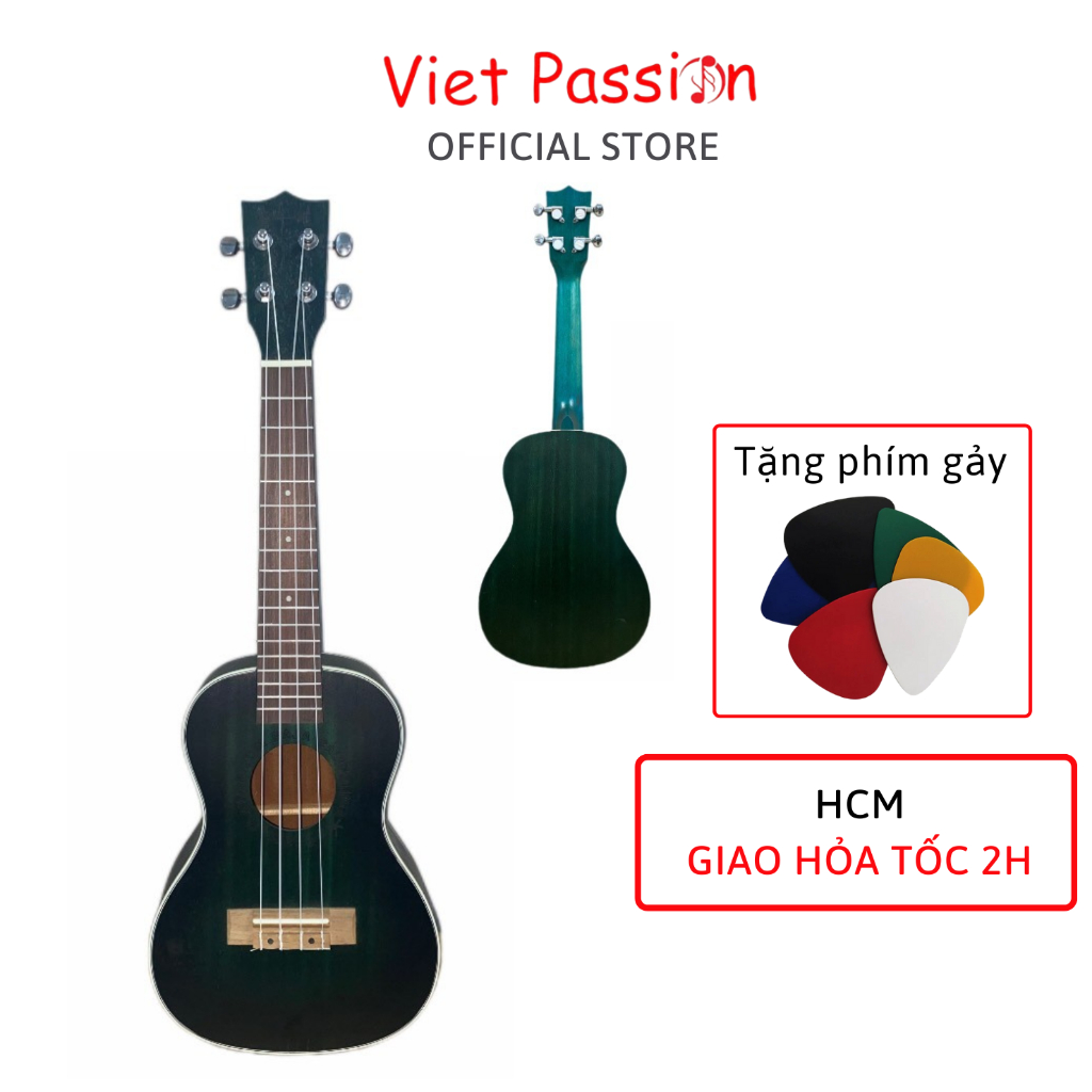 Đàn ukulele 23 inch concert gỗ màu Hồng cao cấp size 23 tặng phụ kiện Viet Passion HCM