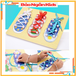 Bảng gỗ tập buộc dây giày cho bé - Rèn Luyện Theo Phương Pháp Montessori