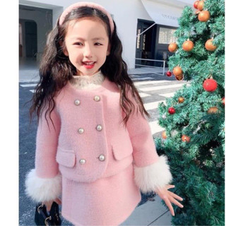 (10kg-20kg) set bộ dạ lông sang chảnh cho bé gái, chân váy có quần trong