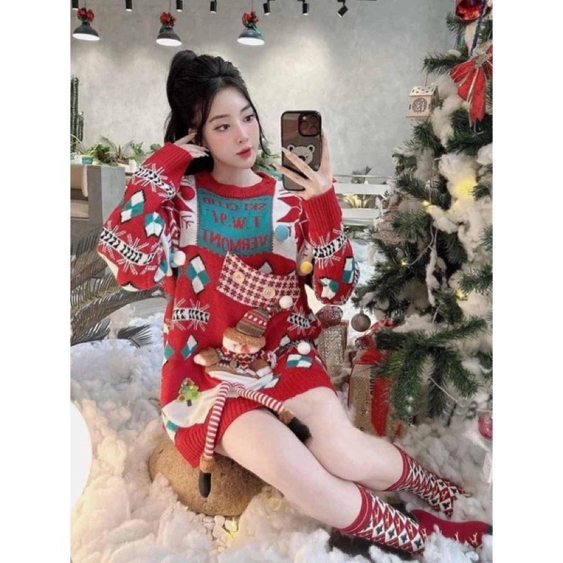 Noel áo len noel QCCC kèm tag người tuyết