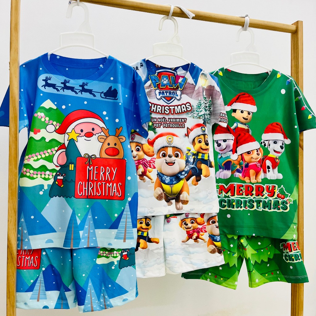 Bộ thun lạnh cho bé, bộ noel cộc tay bé trai Among Us Noel size đại bé từ 10 - 57kg